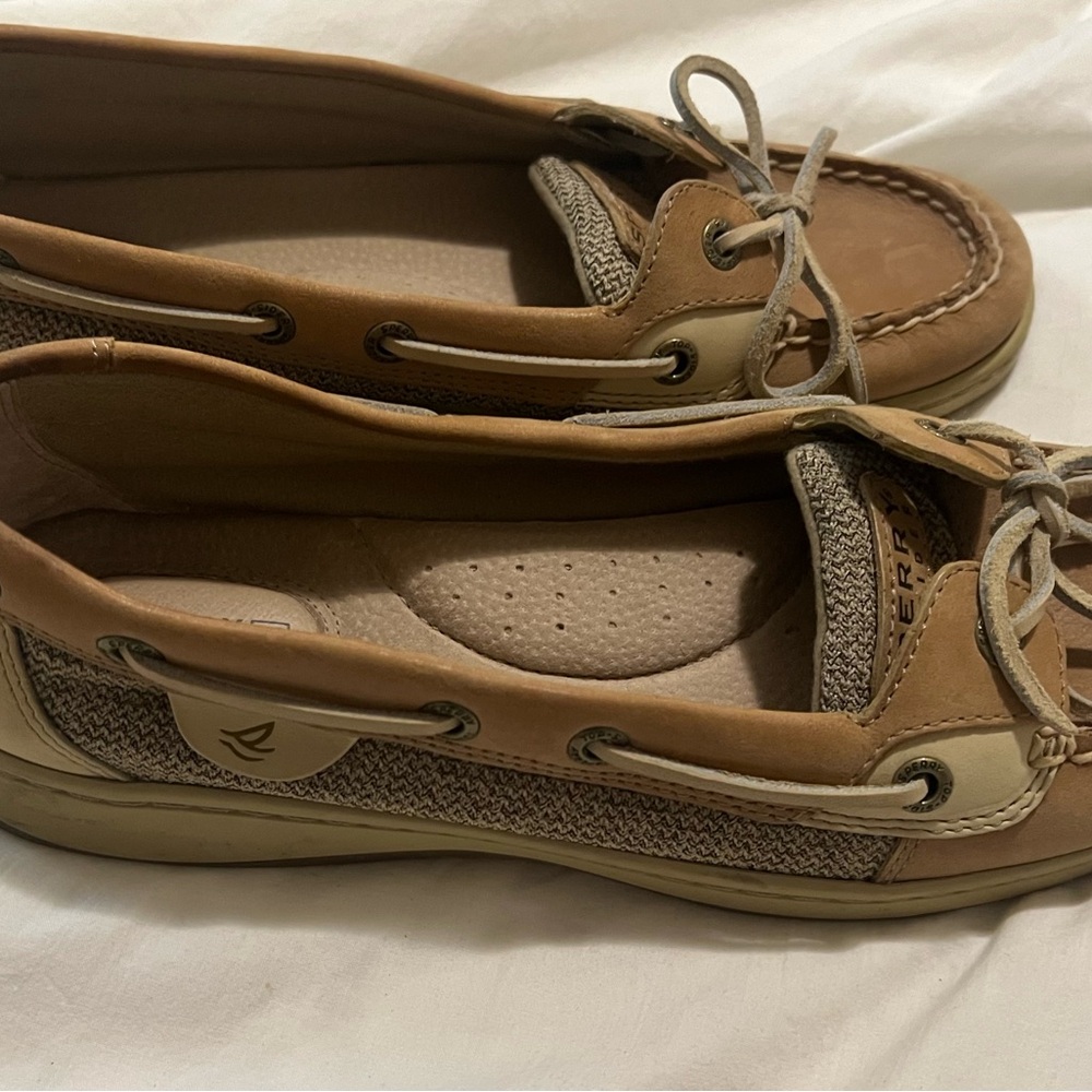 Womens Sperry Top‑Sider Tan Leather Boat Shoes Size 9
